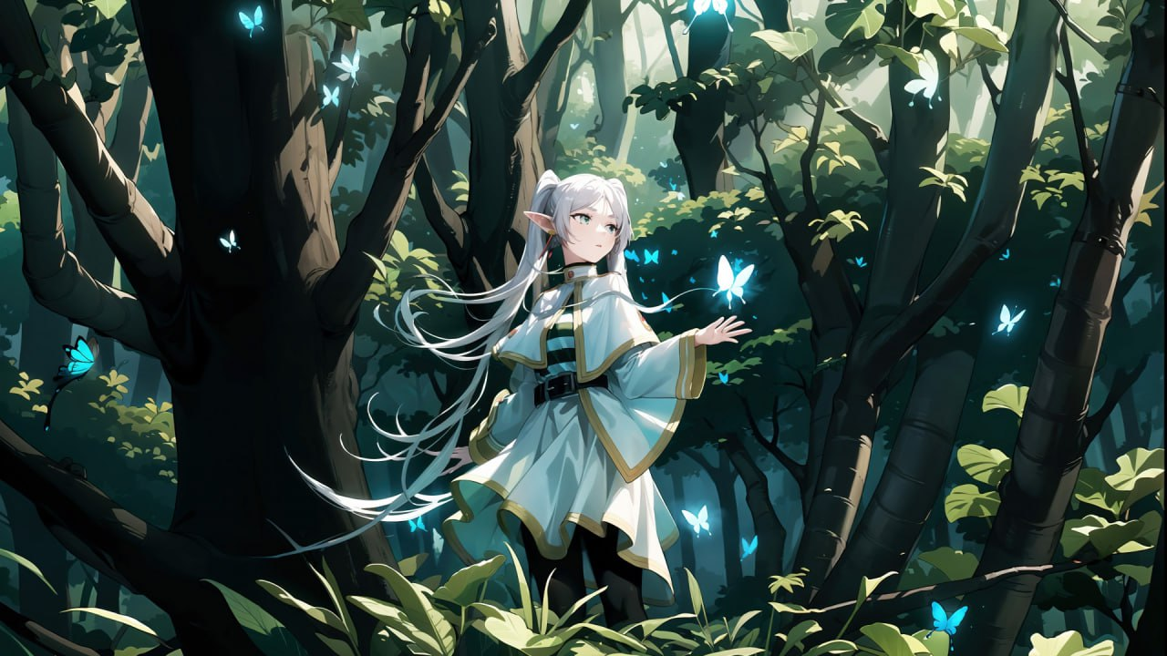 Free Anime girl in forest HD wallpaper download