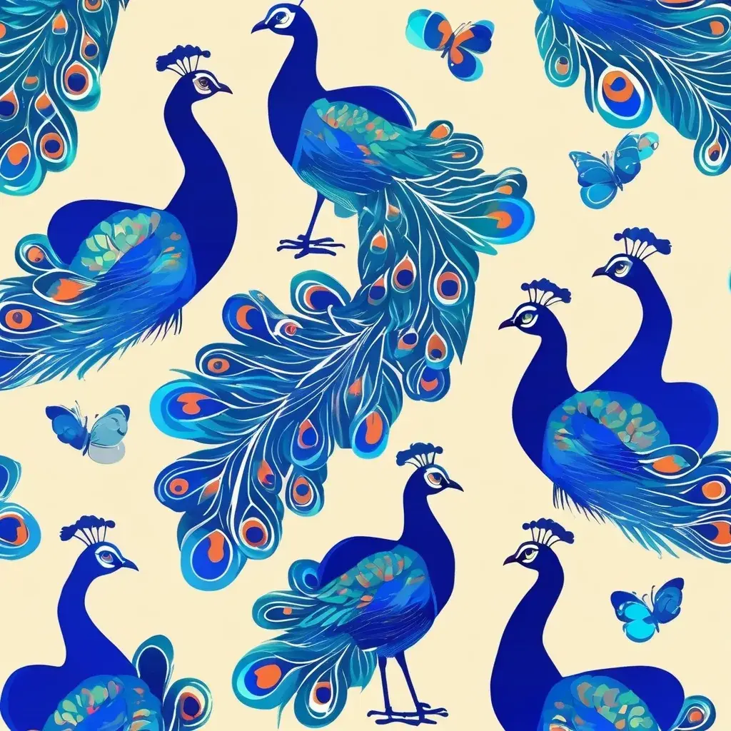 Free Blue peacocks beautiful painting HD wallpaper download