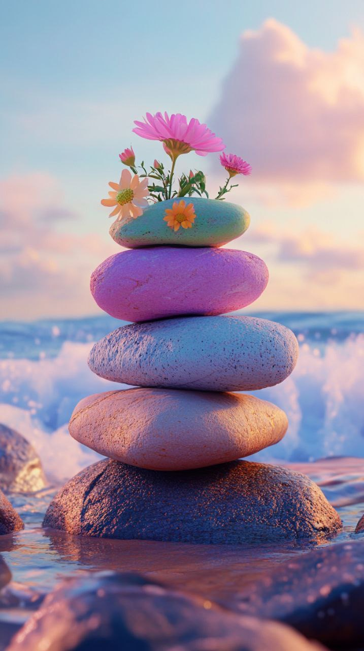 Colourful pebbles wallpaper pink image