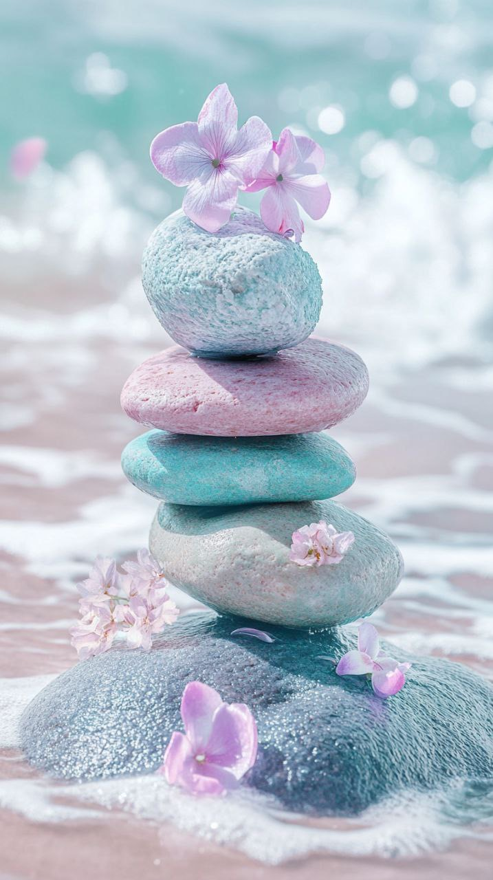 Colourful pebbles wallpaper Pink sea image