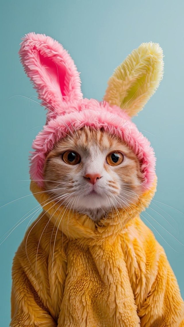 Cute cat wearing bunny