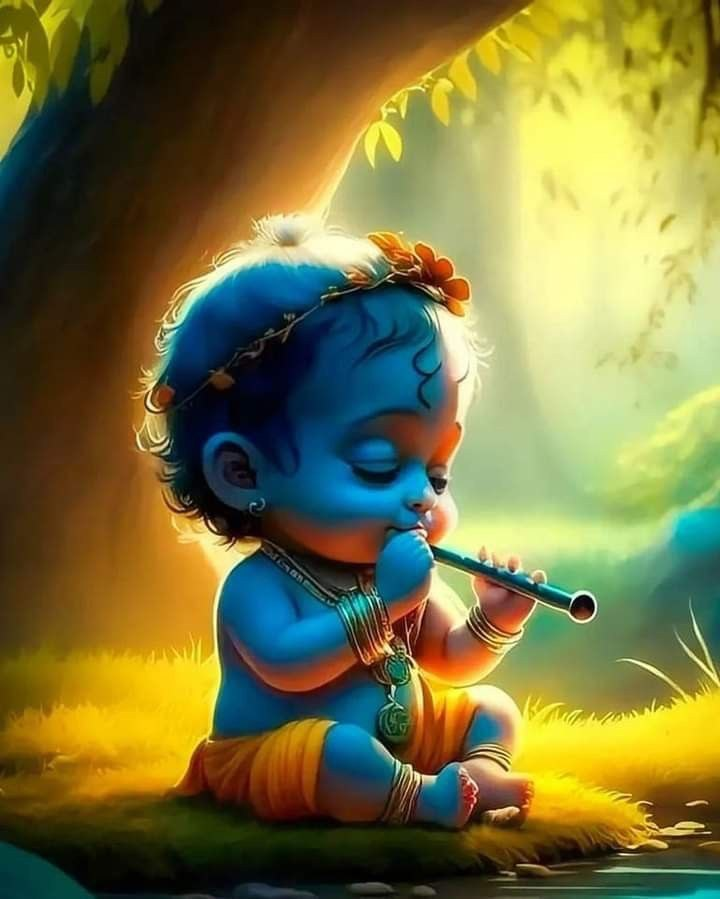 Free Cute Little krishna playing HD wallpaper download