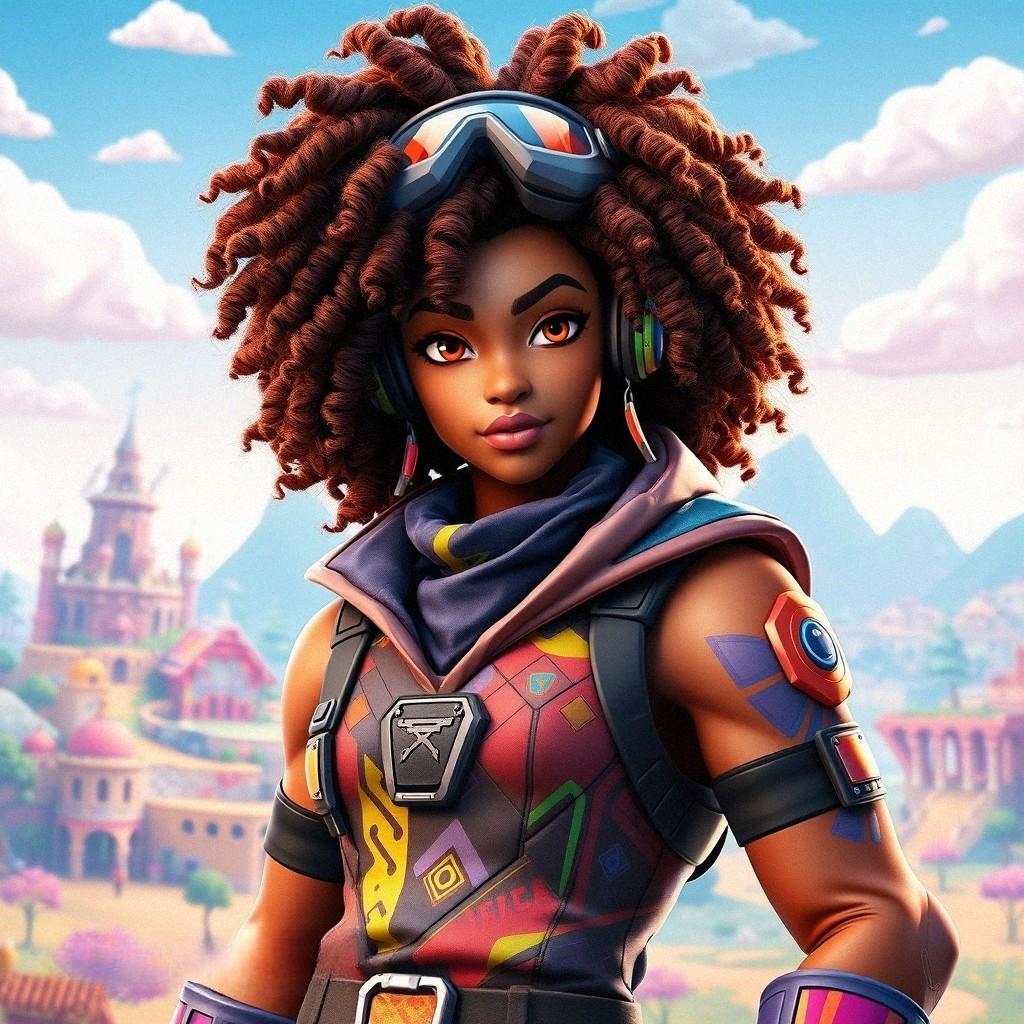 Fortnite skin brown curly brown hair