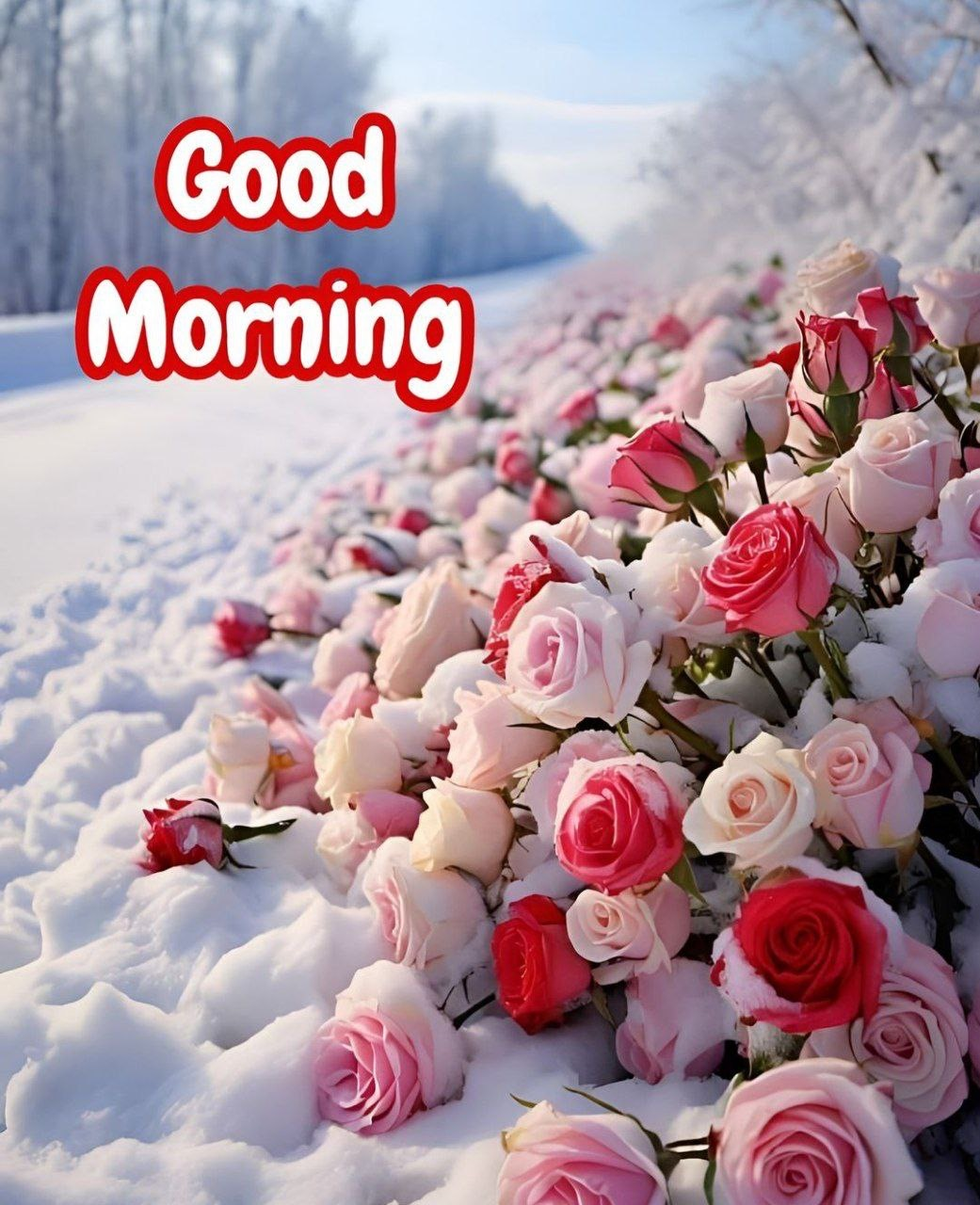 Good Morning snow flower Images