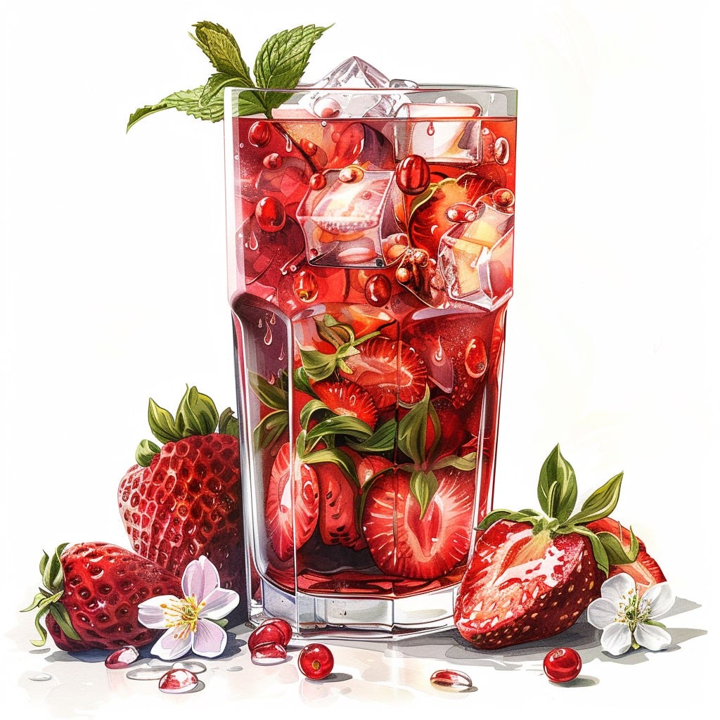 Free Juice in glass of strawberry with ice HD wallpaper download