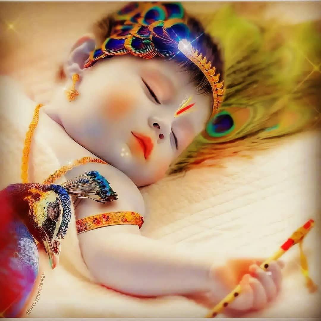 Free Little cute krishna sleep peacefully HD wallpaper download