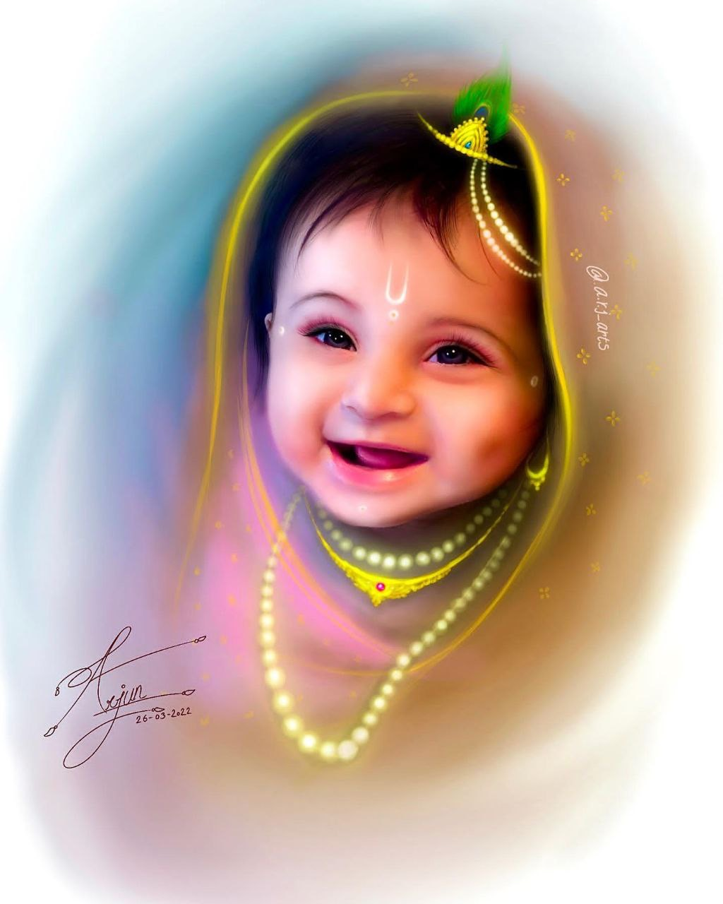 Free Little krishna beautiful painting HD wallpaper download