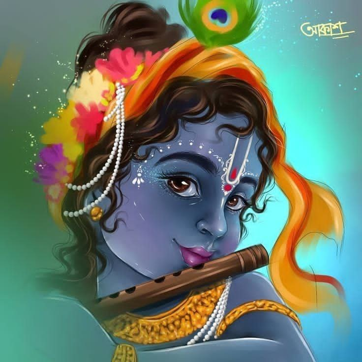 Free Little krishna With flutes HD wallpaper download