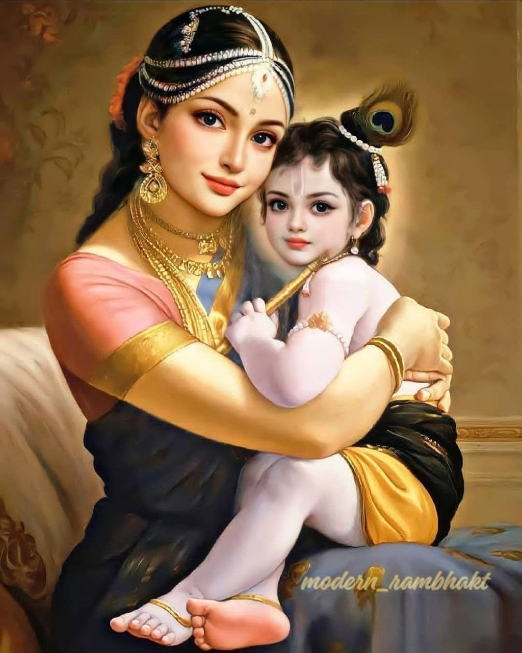 Free Little krishna With mother HD wallpaper download