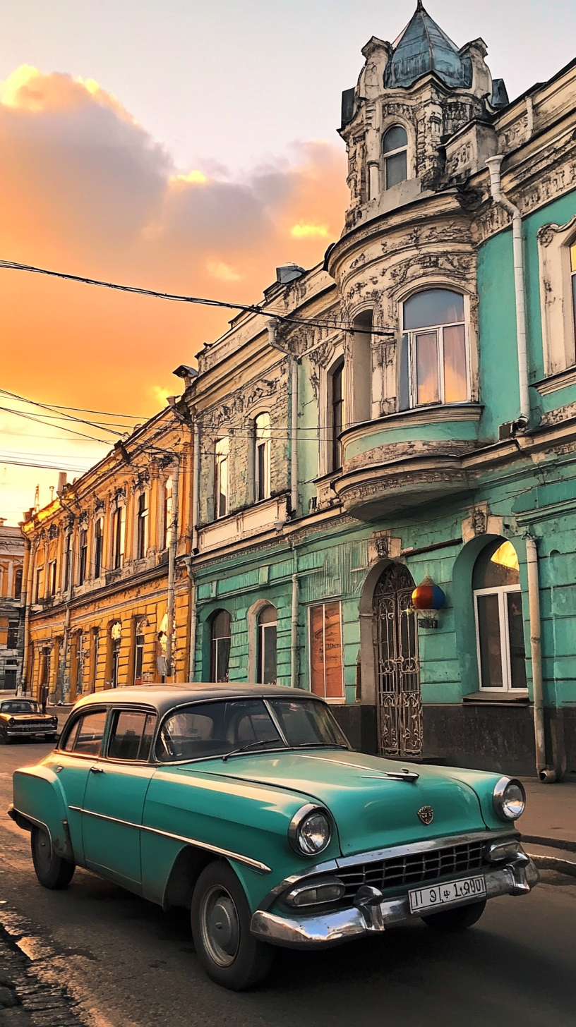 Nice view of car Old Soviet vintage private car wallpaper