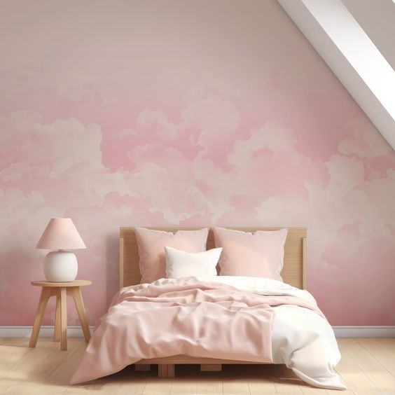 Free Pink Wallpaper for Kids bed idea with wall painting HD wallpaper download