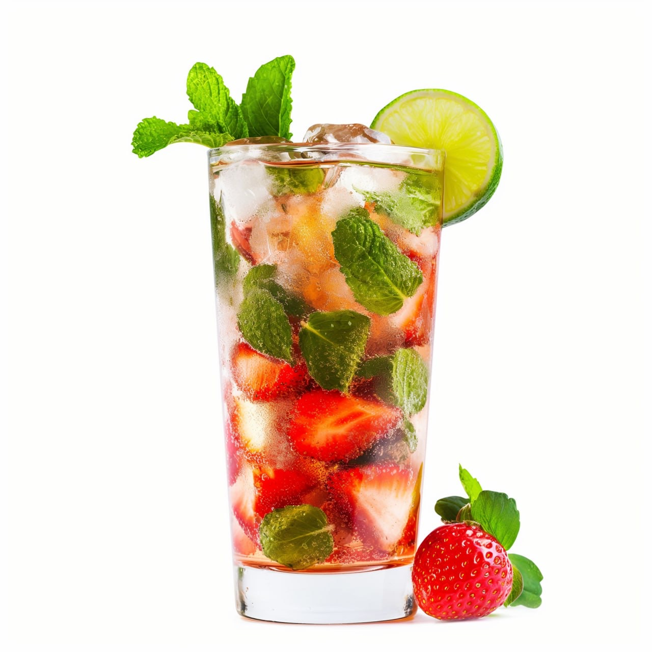 Free Strawberry juice with lemon in glass HD wallpaper download