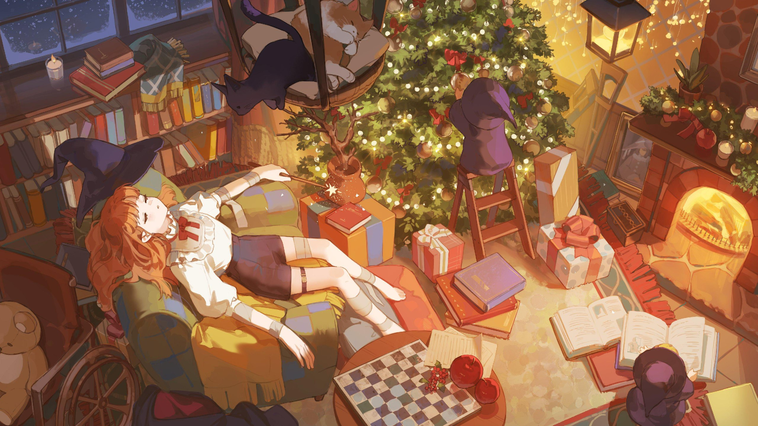 Free Witch's Cozy Christmas HD wallpaper download